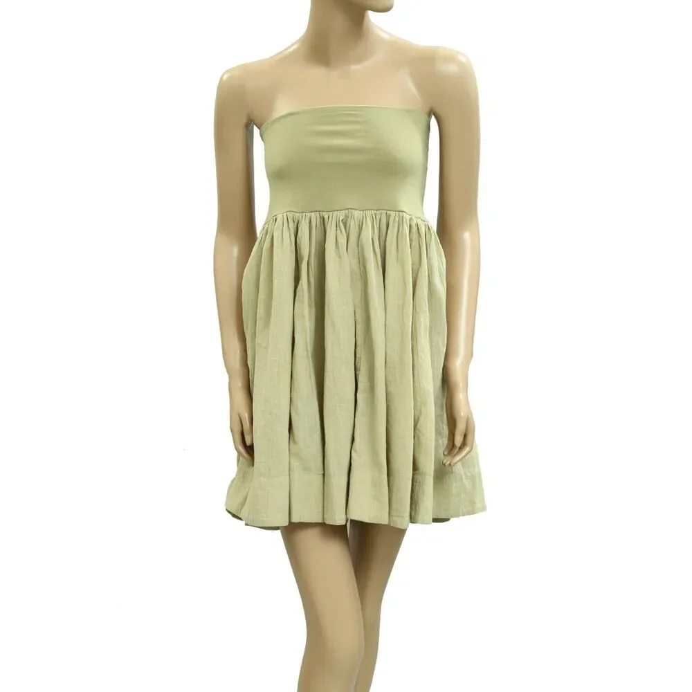 Free People Free-est Green Convertible Skirt Tube Dress Pull-On Beach S 281769